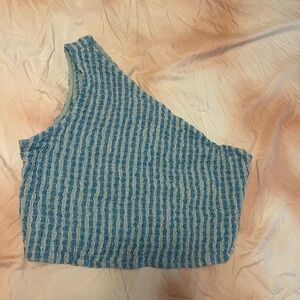 A New Day Green Asymmetrical Ribbed Sleeveless Tank Top